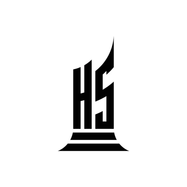 Monogram Logo Lettera Con Progettazione Stile Edificio Forma Isolato Sfondo — Vettoriale Stock