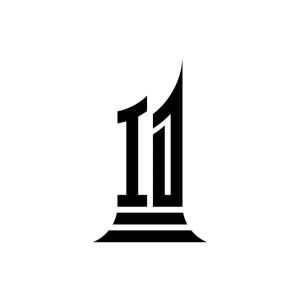 Μονόγραμμα Λογότυπο Επιστολή Σχήμα Του Κτιρίου Σχεδιασμό Απομονωμένο Λευκό Φόντο — Διανυσματικό Αρχείο