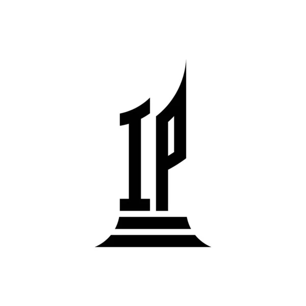 Monogram Logo Lettera Con Progettazione Stile Edificio Forma Isolato Sfondo — Vettoriale Stock