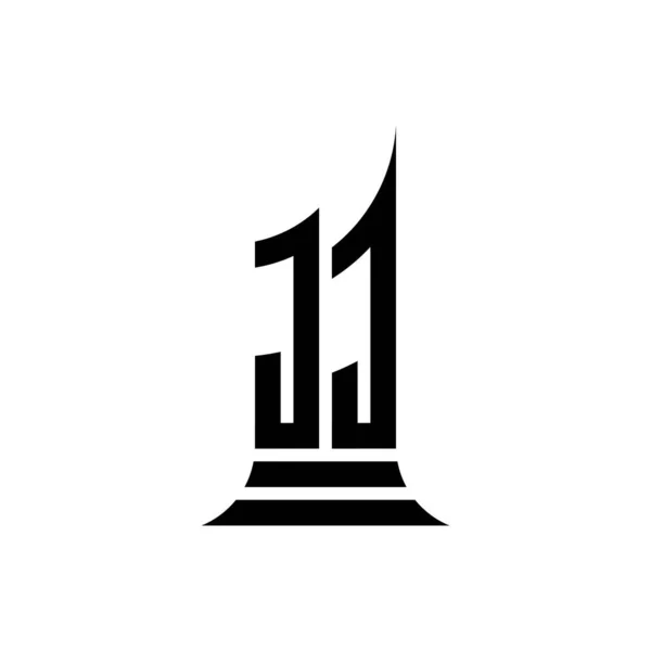 Logo Monogram Litera Kształtem Budynku Projekt Izolowany Białym Tle Nieruchomości — Wektor stockowy
