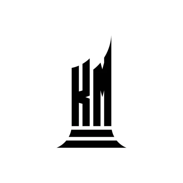 Monogram Logo Harfi Bina Biçimi Tasarımlı Beyaz Arkaplan Emlak Mülkü — Stok Vektör