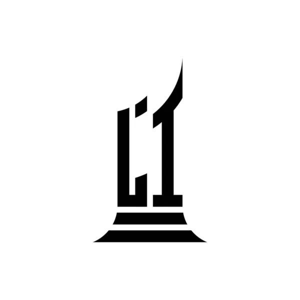 Logo Monogram Lettera Con Disegno Stile Edificio Isolato Sfondo Bianco — Vettoriale Stock