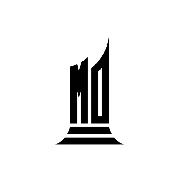 Monogram Logo Brief Met Bouwvorm Stijl Ontwerp Geïsoleerd Witte Achtergrond — Stockvector