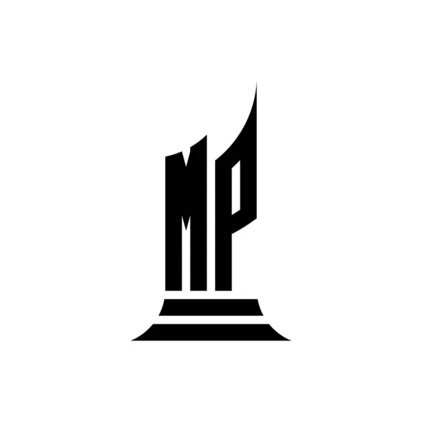 Monogramm Logo Brief Mit Gebäude Form Stil Design Isoliert Auf — Stockvektor