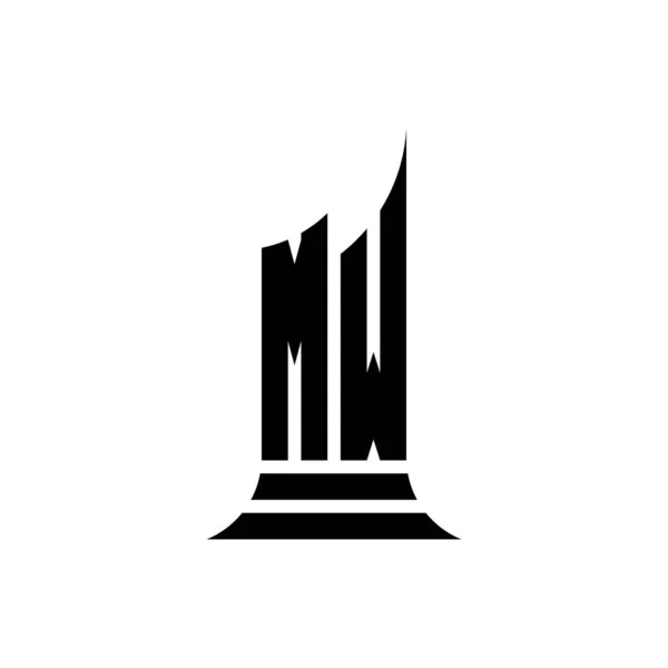 Monogram Logotyp Bokstav Med Byggnad Form Design Isolerad Vit Bakgrund — Stock vektor