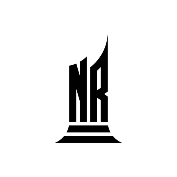Monogram Logotyp Bokstav Med Byggnad Form Stil Design Isolerad Vit — Stock vektor
