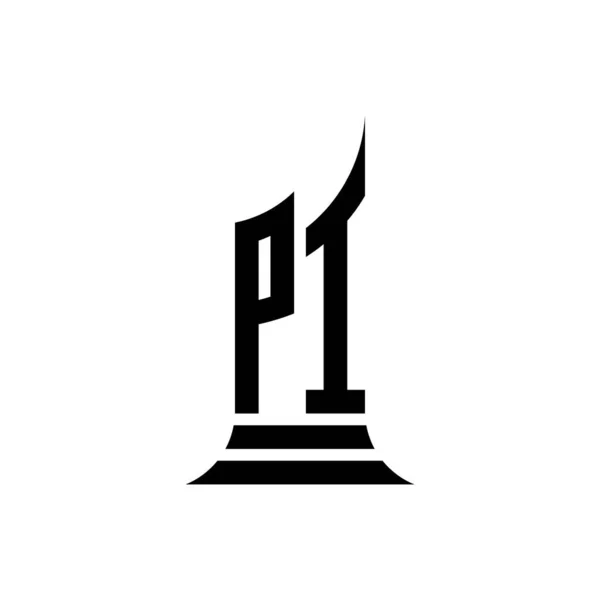Surat Logo Monogram Dengan Desain Bentuk Bangunan Diisolasi Pada Latar - Stok Vektor