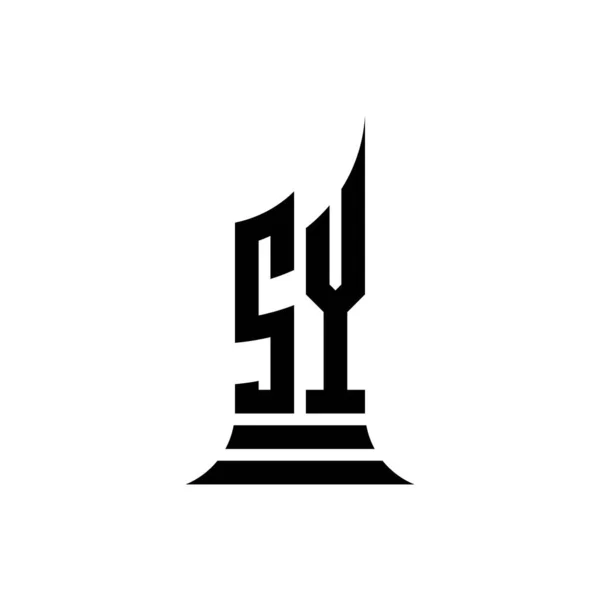 Буква Monogram Логотипа Дизайном Стиле Здания Изолированного Белом Фоне Недвижимость — стоковый вектор
