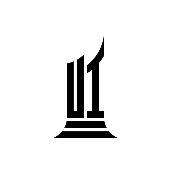 Interfejs Monogram Logo Litera Budowlanym Kształtem Projekt Izolowany Białym Tle — Wektor stockowy