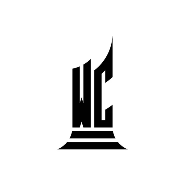 Monogram Logo Brief Met Bouwvorm Stijl Design Geïsoleerd Witte Achtergrond — Stockvector