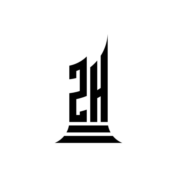Monogram Logo Letter Met Bouwvorm Stijl Design Geïsoleerd Witte Achtergrond — Stockvector