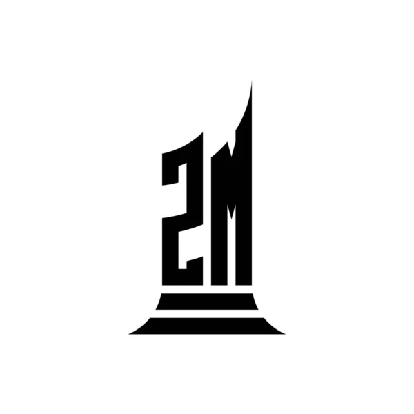 Mongram Logo Letter Building Shape Style Design Isolated White Background — 图库矢量图片
