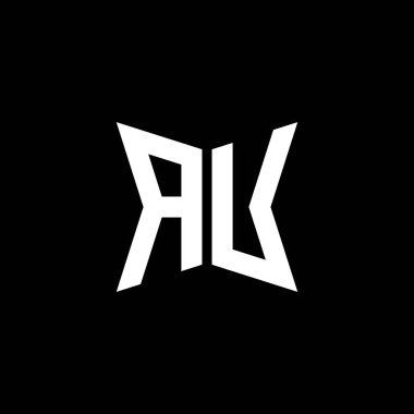 Siyah arkaplanda izole edilmiş Cakra geometrik biçim tasarımlı AU Monogram logo harfi, yıldız geometrik logo harfi, monogram harfi mandala