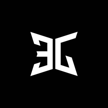 Siyah zemin üzerinde izole edilmiş Cakra geometrik biçim tasarımlı EJ Monogram logo harfi, yıldız geometrik logo harfi, monogram harfi mandala