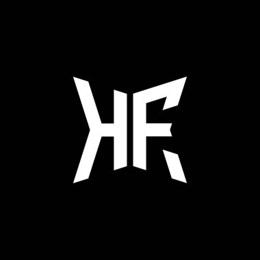 Siyah arkaplanda izole edilmiş Cakra geometrik biçim tasarımlı HF Monogram logo harfi, yıldız geometrik logo harfi, monogram harfi mandala