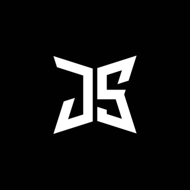 Siyah zemin üzerinde izole edilmiş Cakra geometrik biçim tasarımlı JS Monogram logo harfi, yıldız geometrik logo harfi, monogram harfi mandala