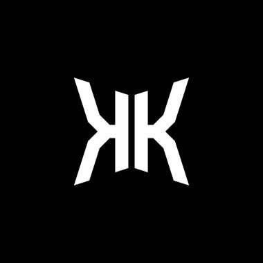 KK Monogram logo harfi Cakra geometrik biçim tasarımı siyah arkaplan, yıldız geometrik logo harfi, monogram harfi mandala