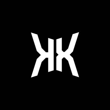 Siyah arkaplanda izole edilmiş Cakra geometrik biçim tasarımlı KX Monogram logo harfi, yıldız geometrik logo harfi, monogram harfi mandala