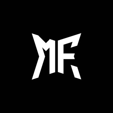 Siyah arkaplanda izole edilmiş Cakra geometrik biçim tasarımlı MF Monogram logo harfi, yıldız geometrik logo harfi, monogram harfi mandala