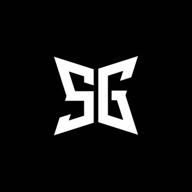 Siyah arkaplanda izole edilmiş Cakra geometrik biçim tasarımlı SG Monogram logo harfi, yıldız geometrik logo harfi, monogram harfi mandala