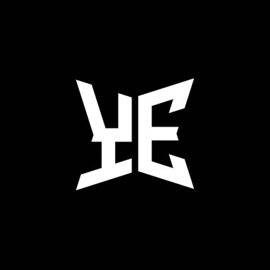 Siyah arkaplanda izole edilmiş Cakra geometrik biçim tasarımlı YE Monogram logo harfi, yıldız geometrik logo harfi, monogram harfi mandala