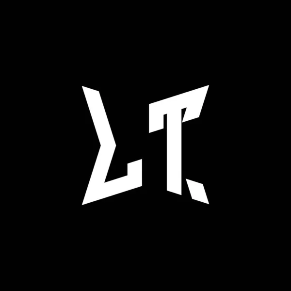 Ltモノグラムロゴ文字とともにカクラ幾何学的な形状デザインは 黒の背景に隔離され 星の幾何学的なロゴ文字 モノグラム文字マンダラ — ストックベクタ