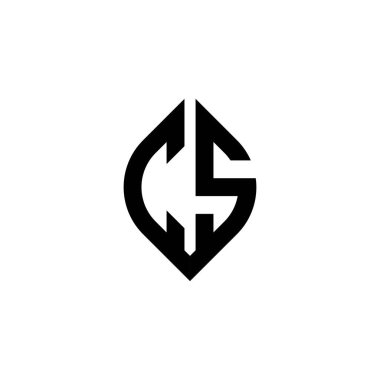 Beyaz arkaplanda izole edilmiş basit şekil biçimi geometrik tasarım şablonuna sahip CS Monogram logo harfi