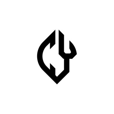 Beyaz arkaplanda izole edilmiş basit şekil biçimi geometrik tasarım şablonuna sahip CY Monogram logo harfi