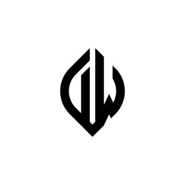 DW Monogram logo harfi beyaz arkaplanda izole edilmiş basit şekil biçimi geometrik tasarım şablonu