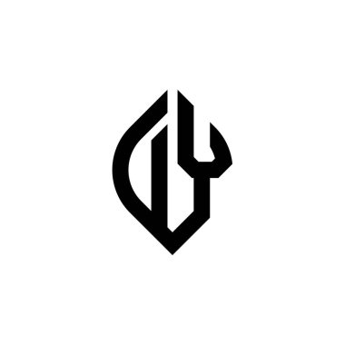 DY Monogram logo harfi beyaz arkaplanda izole edilmiş basit şekil biçimi geometrik tasarım şablonu