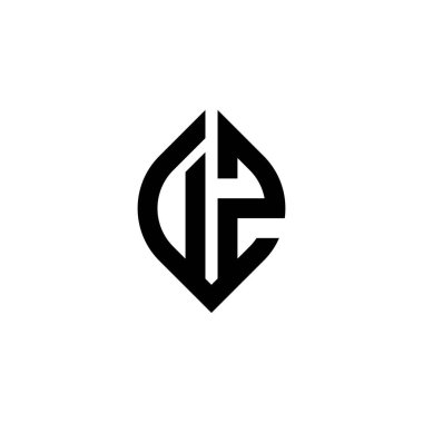 DZ Monogram logo harfi beyaz arkaplanda izole edilmiş basit şekil biçimi geometrik tasarım şablonu