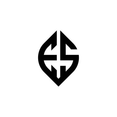 ES Monogram logo harfi beyaz arkaplanda izole edilmiş basit şekil biçimi geometrik tasarım şablonu