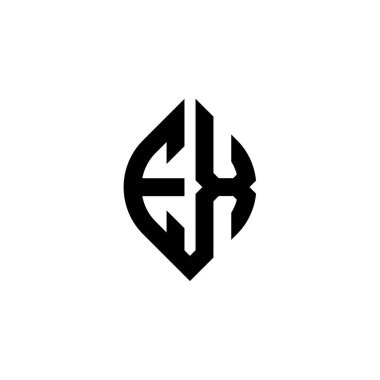 Beyaz arkaplanda izole edilmiş basit şekil biçimi geometrik tasarım şablonuna sahip EX Monogram logo harfi