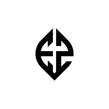 Beyaz arkaplanda izole edilmiş basit şekil biçimi geometrik tasarım şablonuna sahip EZ Monogram logo harfi