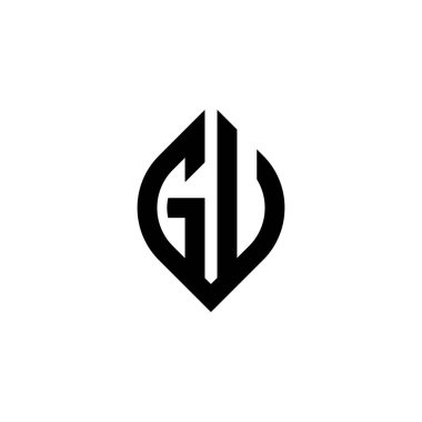 GU Monogram logo harfi beyaz arkaplanda izole edilmiş basit şekil biçimi geometrik tasarım şablonu