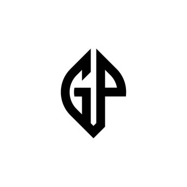 GP Monogram logo harfi beyaz arkaplanda izole edilmiş basit şekil biçimi geometrik tasarım şablonu