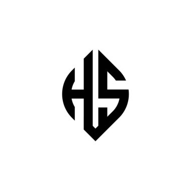Beyaz arkaplanda izole edilmiş basit şekil biçimi geometrik tasarım şablonuna sahip HS Monogram logo harfi