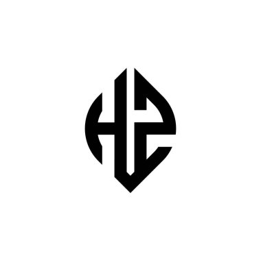 Beyaz arkaplanda izole edilmiş basit şekil biçimi geometrik tasarım şablonuna sahip HZ Monogram logo harfi