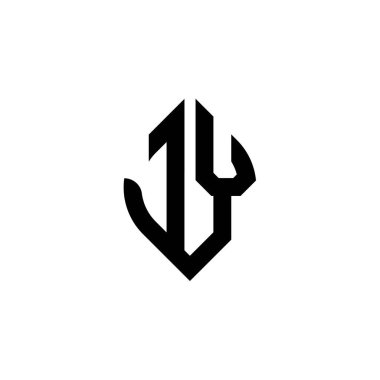 Beyaz arkaplanda izole edilmiş basit şekil biçimi geometrik tasarım şablonuna sahip JY Monogram logo harfi