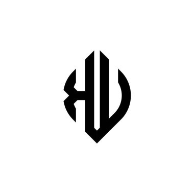 Beyaz arkaplanda izole edilmiş basit şekil biçimi geometrik tasarım şablonuna sahip KU Monogram logo harfi