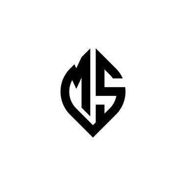 Beyaz arkaplanda izole edilmiş basit şekil biçimi geometrik tasarım şablonuna sahip MS Monogram logo harfi