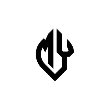 Benim Monogram logo harfim beyaz arkaplanda izole edilmiş basit devam eden şekil biçimi geometrik tasarım şablonu