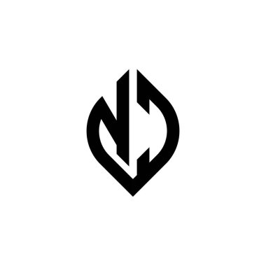 Beyaz arkaplanda izole edilmiş basit şekil biçimi geometrik tasarım şablonuna sahip NC Monogram logo harfi