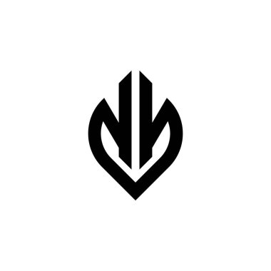 Beyaz arkaplanda izole edilmiş basit şekil biçimi geometrik tasarım şablonuna sahip NN Monogram logo harfi