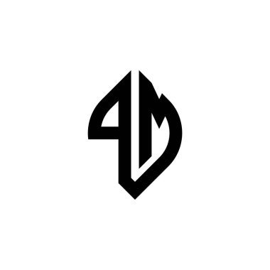 Beyaz arkaplanda izole edilmiş basit devam eden şekil biçimi geometrik tasarım şablonuna sahip PM Monogram logo harfi