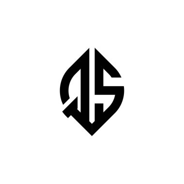 QS Monogram logo harfi beyaz arkaplanda izole edilmiş basit şekil biçimi geometrik tasarım şablonu