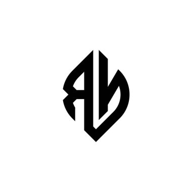 Beyaz arkaplanda izole edilmiş RN Monogram logo harfi basit şekil biçimi geometrik tasarım şablonu
