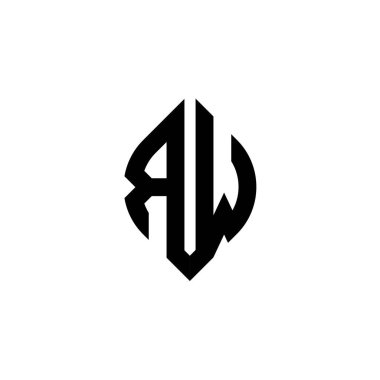Beyaz arkaplanda izole edilmiş RW Monogram logo harfi basit şekil biçimi geometrik tasarım şablonu