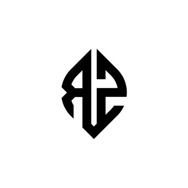 Beyaz arkaplanda izole edilmiş RZ Monogram logo harfi basit devam eden şekil biçimi geometrik tasarım şablonu