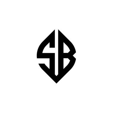 Beyaz arkaplanda izole edilmiş basit şekil biçimi geometrik tasarım şablonuna sahip SB Monogram logo harfi